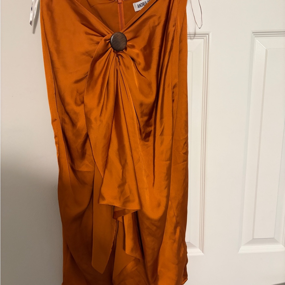 Andrea Iyamah asymmetrical skirt in Rust Orange, size L